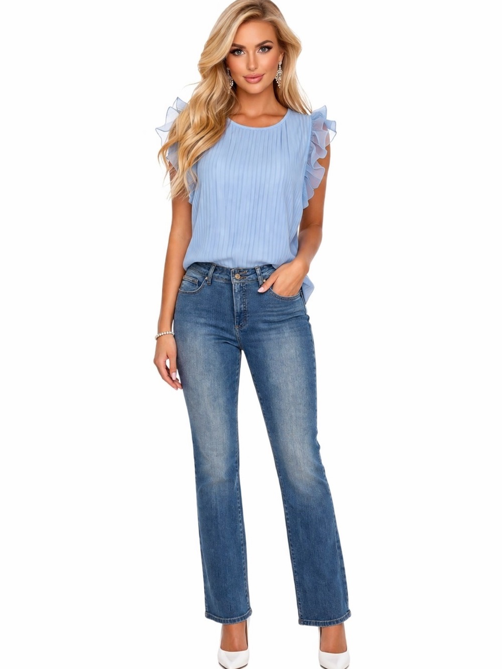 Bill Blass Jeans Women’s 14 Blue Bootcut Stretch Denim Cotton Blend